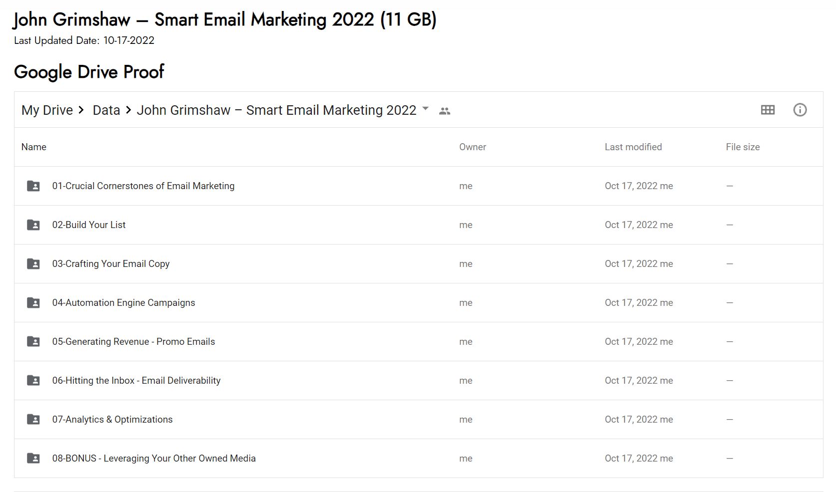 John Grimshaw – Smart Email Marketing Proof of Product