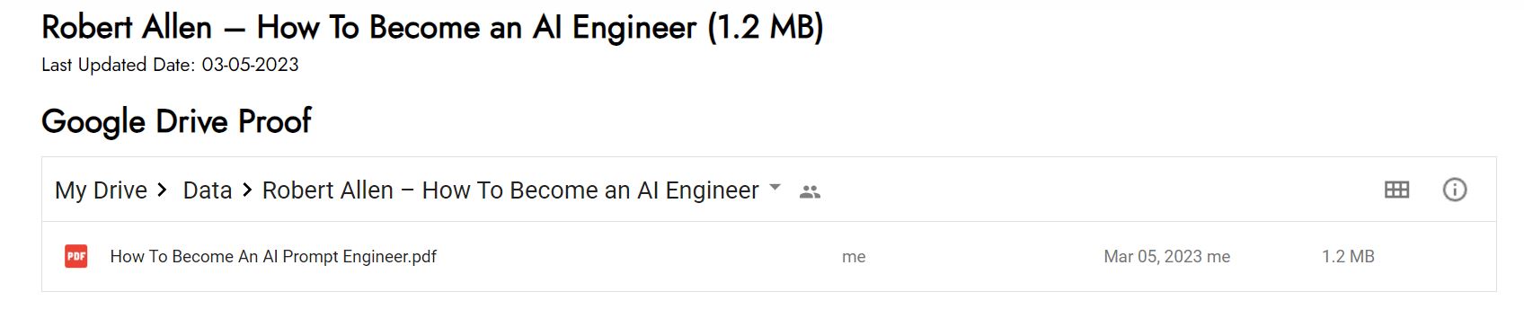 Robert Allen – How To Become an AI Engineer Proof of Product