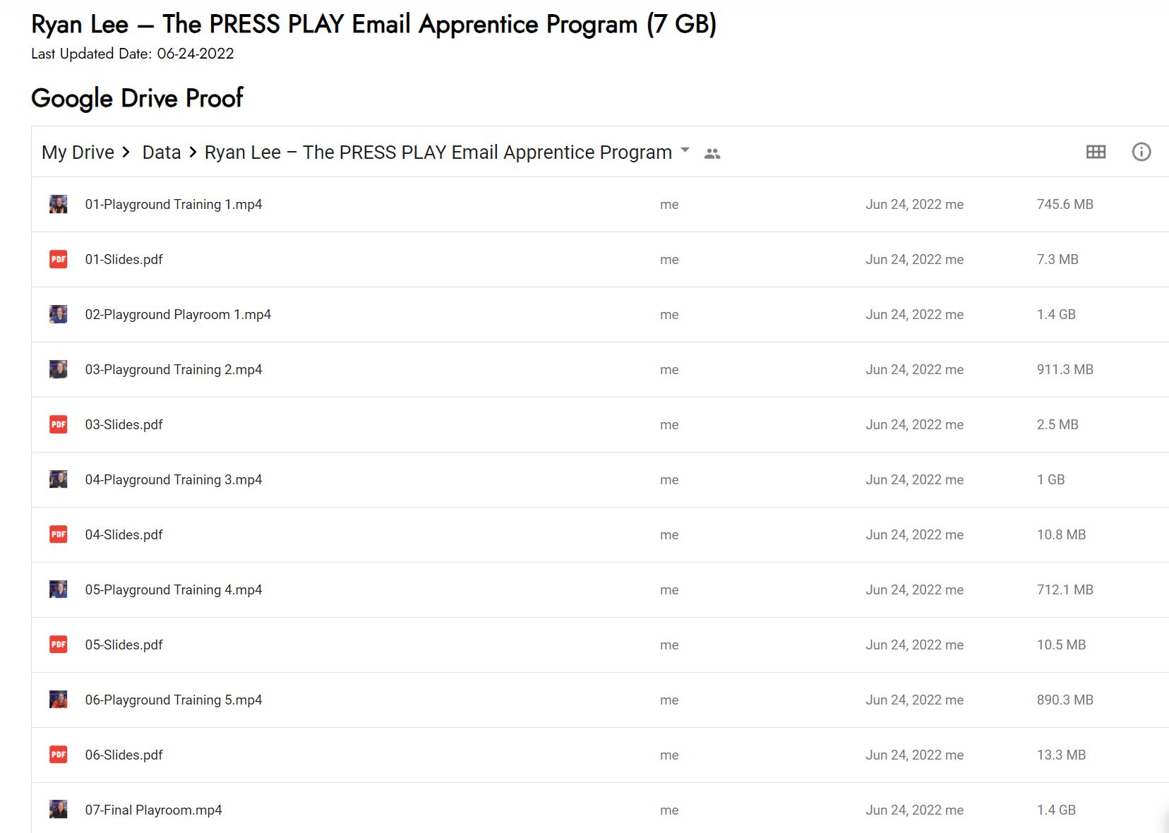 Ryan Lee – PRESS PLAY Email Apprentice Program 2022 Proof of Product